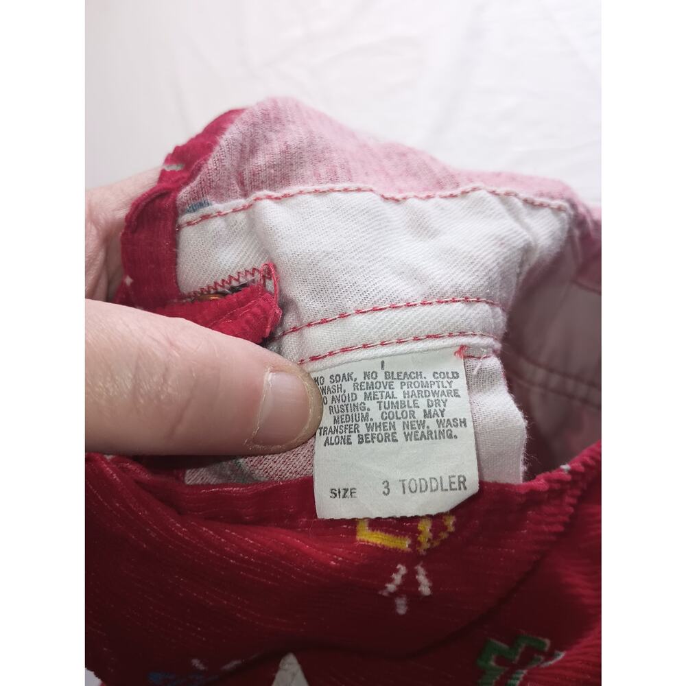 Oshkosh Bgosh Vestbak Bib Overalls Vehicles Red Corduroy Vintage Size 3T - Picture 4 of 6